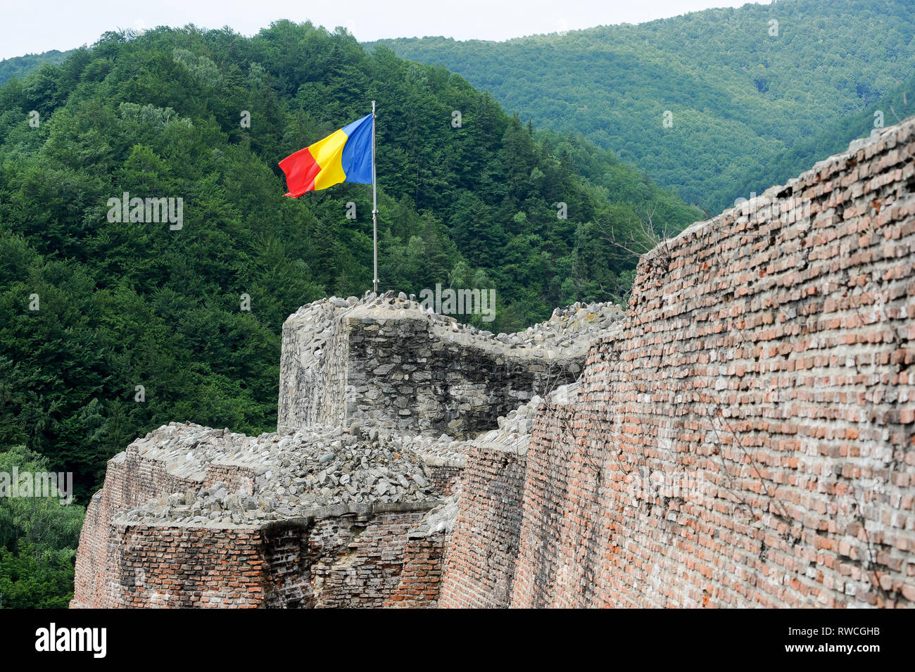Gotische Cetatea Poenari Poenari (Schloss) in Poenari, Rumänien. 19. Juli 2009, in dem 13. Jahrhundert und wurde im XV Jahrhundert von Vlad the Impaler voivo Stockfoto
