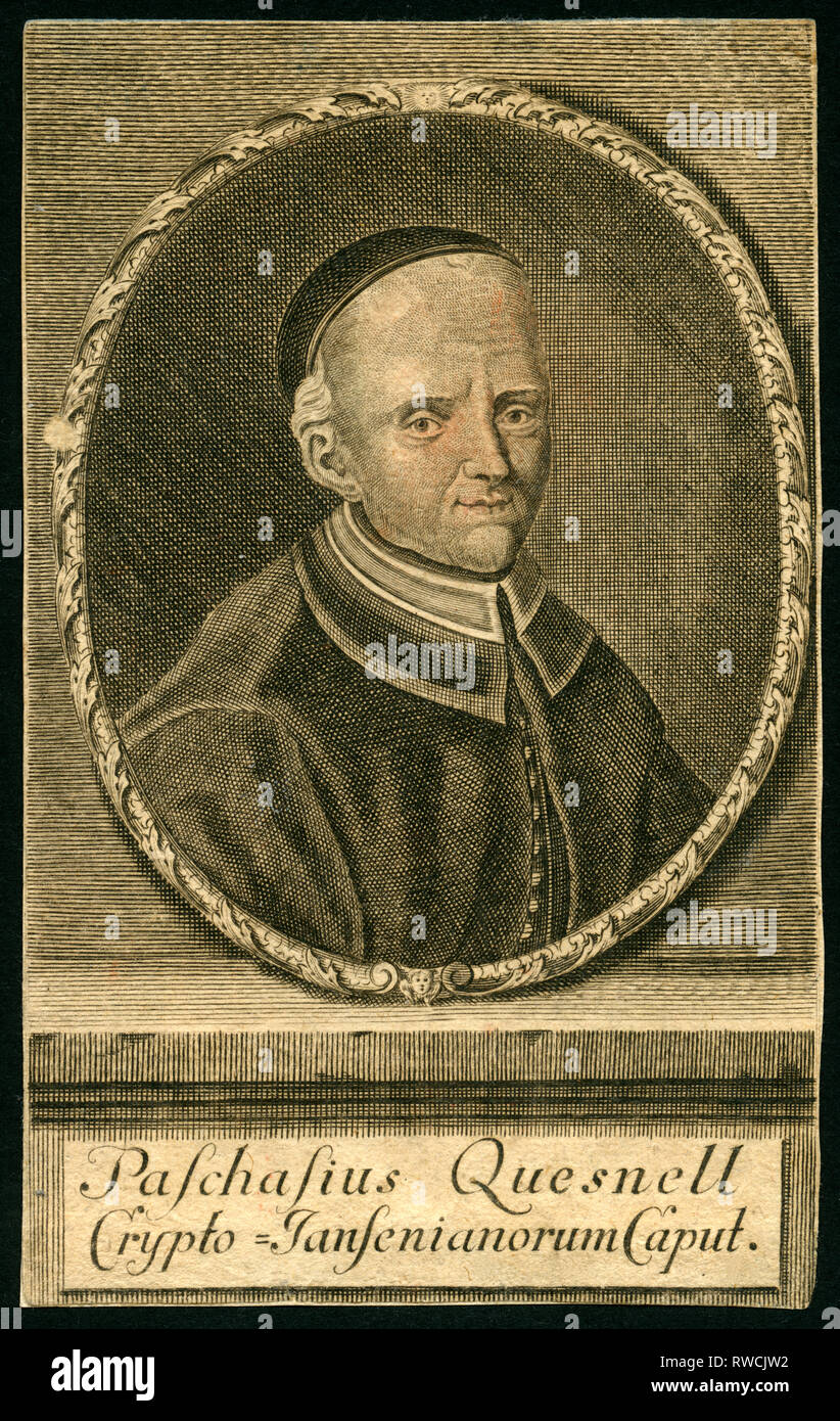 Pasquier Quesnel (pascasius Quesnell), französischer Theologe, Kupferstich, um 1750., Artist's Urheberrecht nicht gelöscht werden Stockfoto