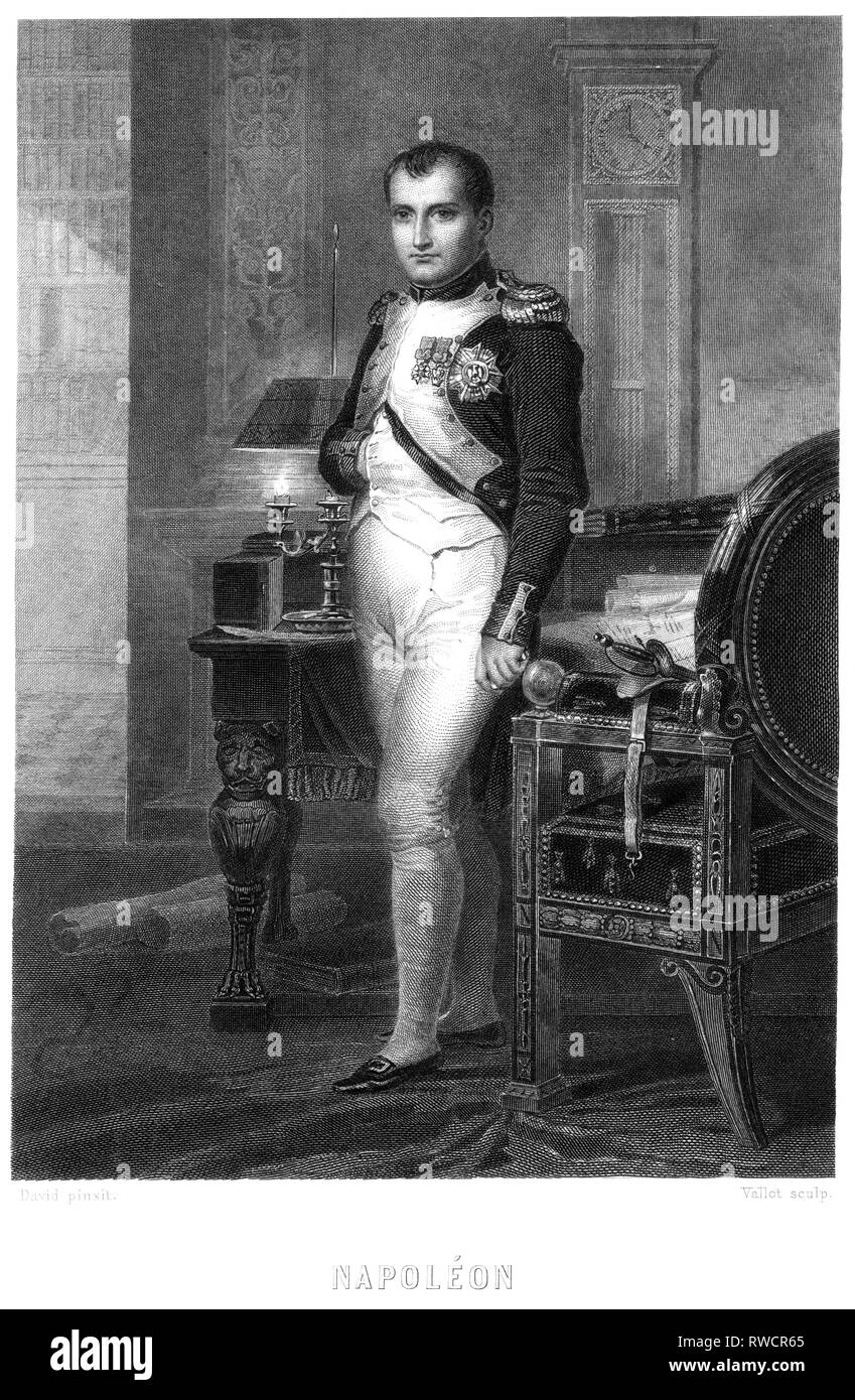 Napoleon Bonaparte, französischer Staatsmann und Kaiser, Stahlstich um 1850 Th, Artist's Urheberrecht nicht gelöscht werden Stockfoto