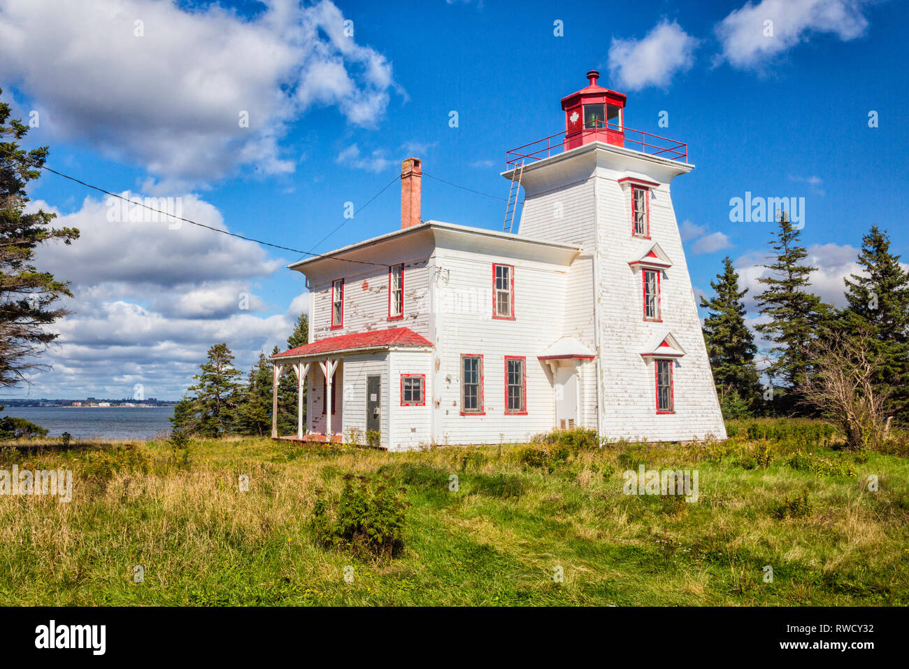 Blockhaus-Leuchtturm, Rocky Point, Prince-Edward-Insel, Kanada Stockfoto