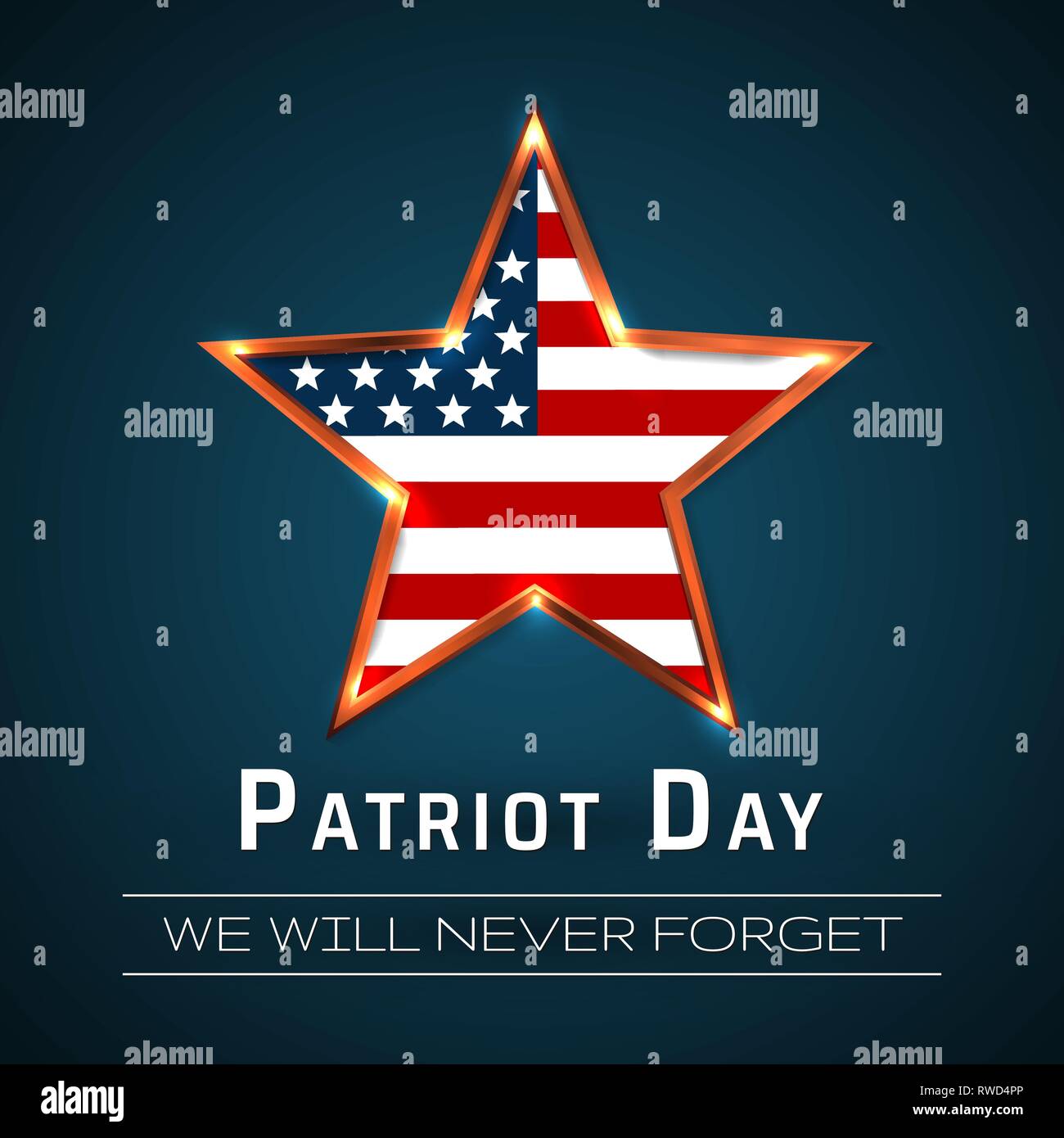 Patriot Tag 9.11 Digital Sign mit Stern. Vector Illustration. Stock Vektor