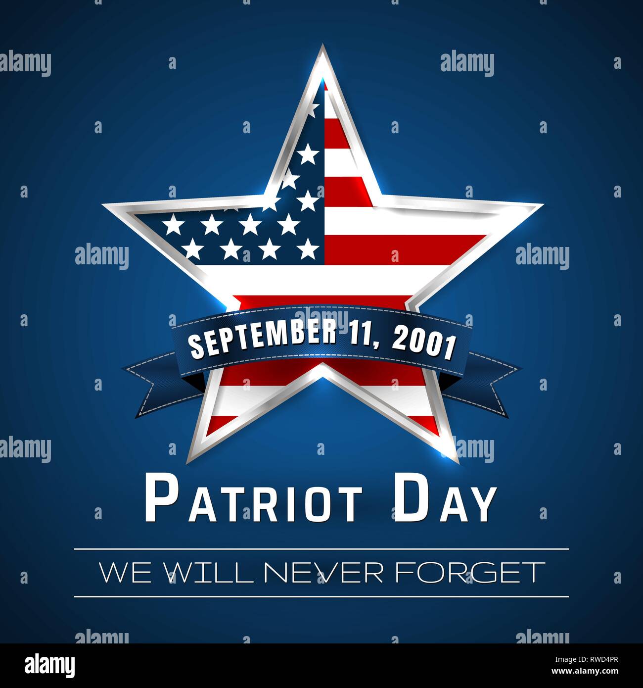 Patriot Tag 9.11 Digital Sign mit Stern. Vector Illustration. Stock Vektor