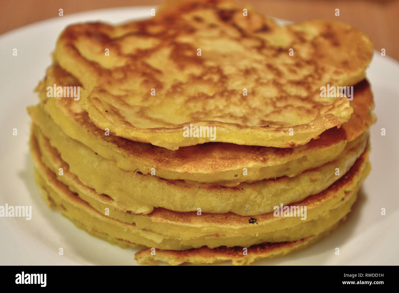 Hausgemachte Stapel Pfannkuchen Stockfoto