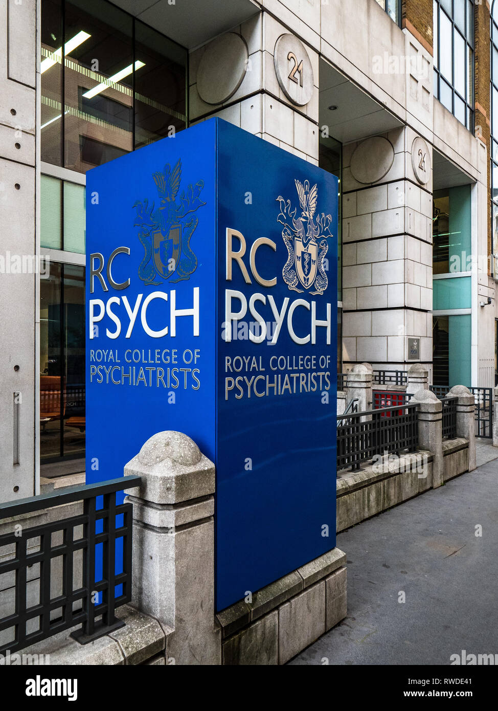 Royal College von Psychiatern in Prescott Street nr Aldgate, London UK. Die Hochschule ist die professionelle Organisation der Psychiater in Großbritannien Stockfoto