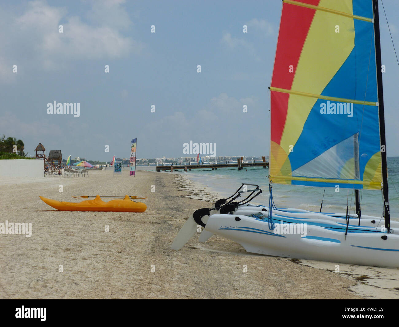 Strand und das Szenen auf der Mexikanischen Riviera in der Nähe von Cancun. Stockfoto