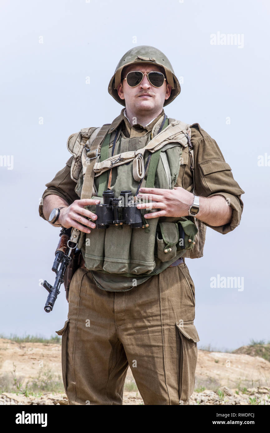 Sowjetische Fallschirmjäger in Afghanistan während der Sowjetischen afghanischen Krieg. Stockfoto