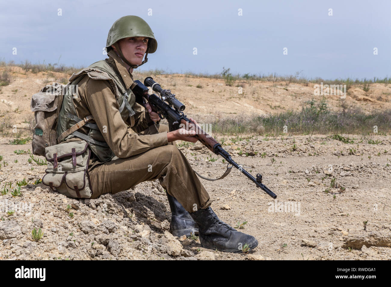 Sowjetische Fallschirmjäger in Afghanistan während der Sowjetischen afghanischen Krieg. Stockfoto