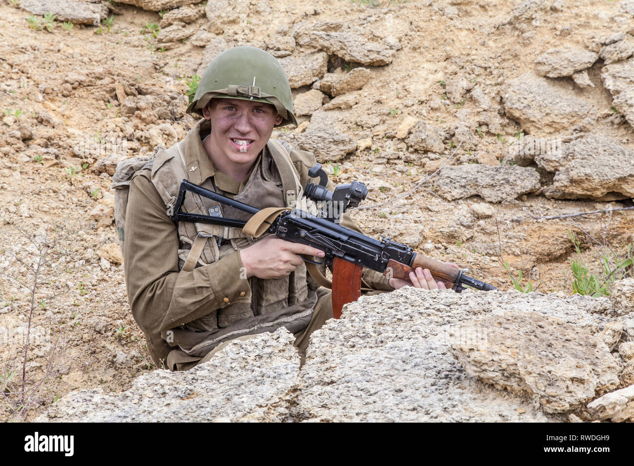 Sowjetische Fallschirmjäger in Afghanistan während der Sowjetischen afghanischen Krieg. Stockfoto
