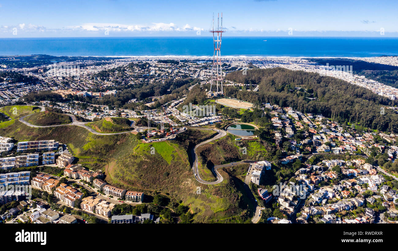 Twin Peaks Viewpoint, Weihnachtsbaum,, San Francisco, CA, USA Stockfoto