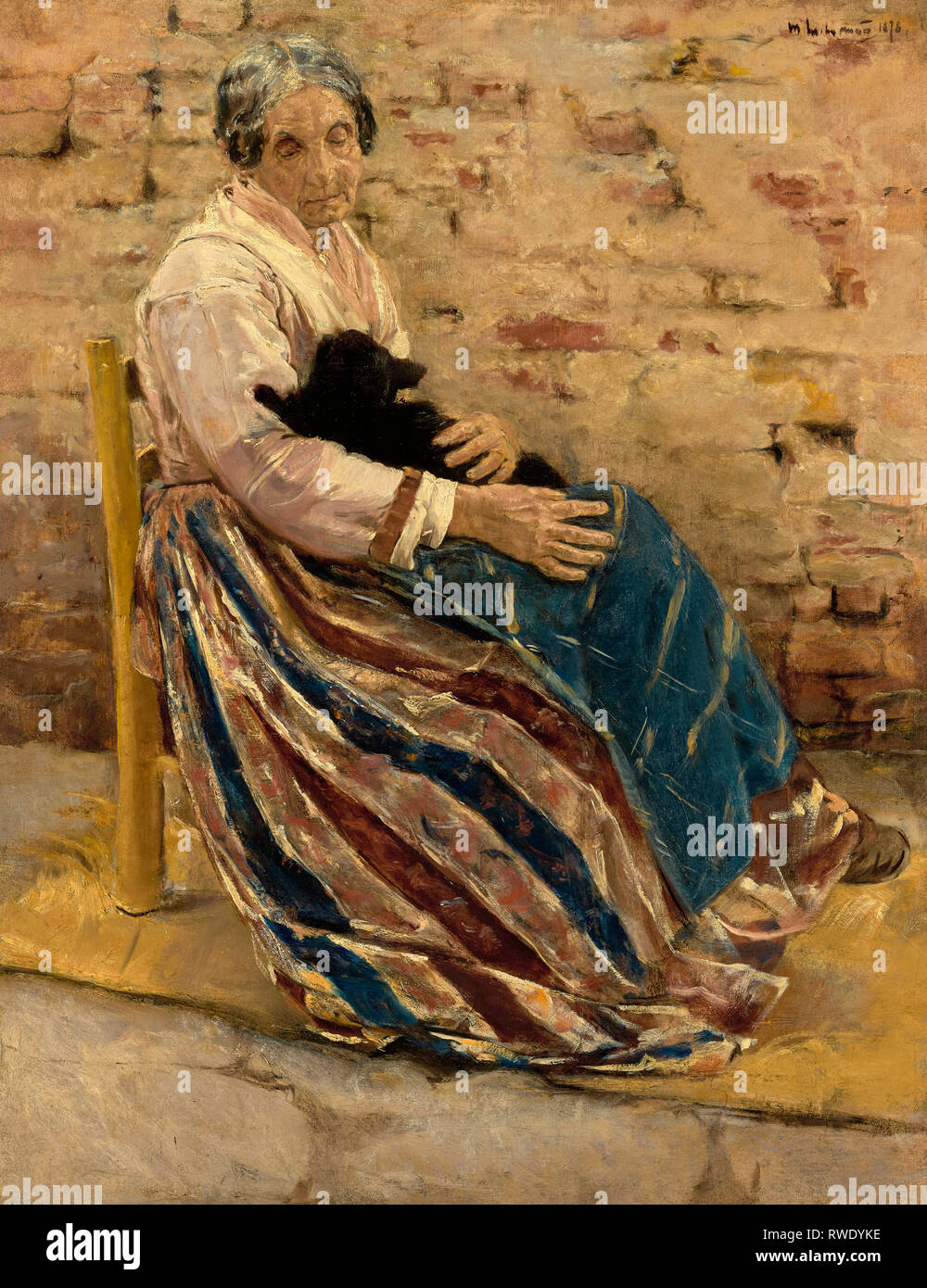 Eine alte Frau mit Katze; Max Liebermann (1847 - 1935); 1878; Öl auf Leinwand; digitale Bilder mit freundlicher Genehmigung von der Getty Open Content Programm. Stockfoto