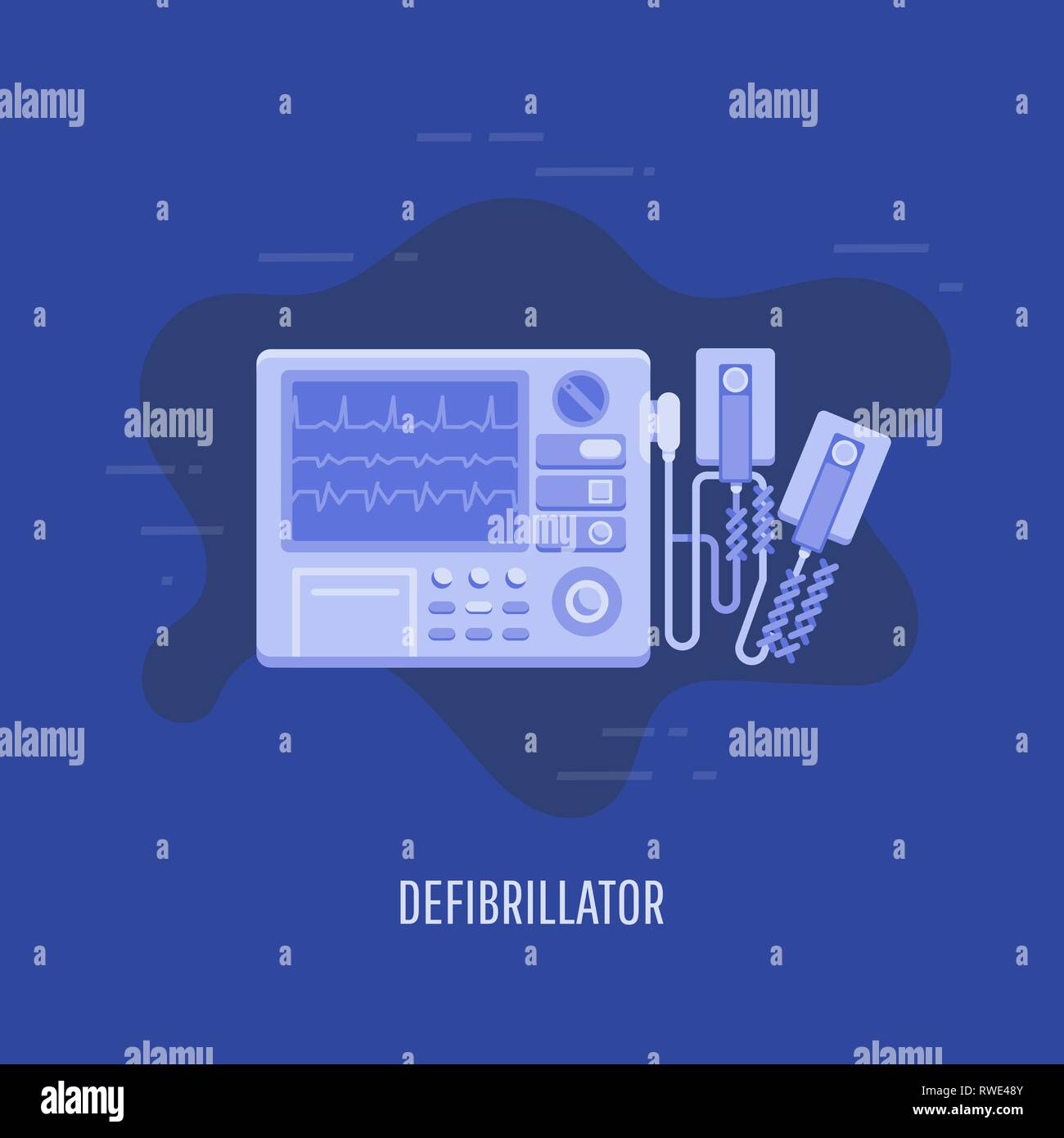 Vector Illustration eines medizinische Ausrüstung im flachen Stil. Medizinische Defibrillator Stock Vektor