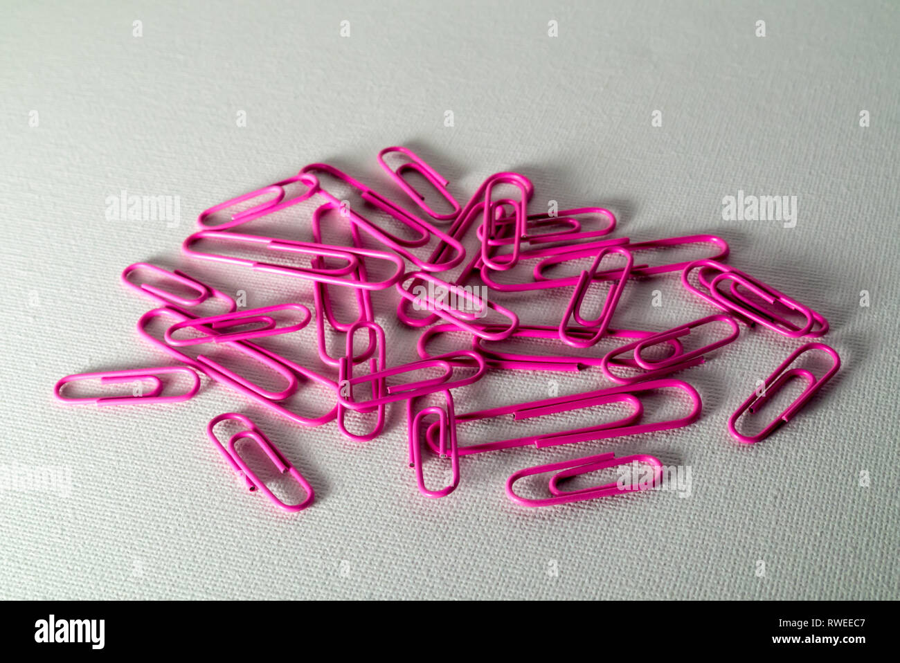 Ein Studio Foto von rosa Büroklammern Stockfoto