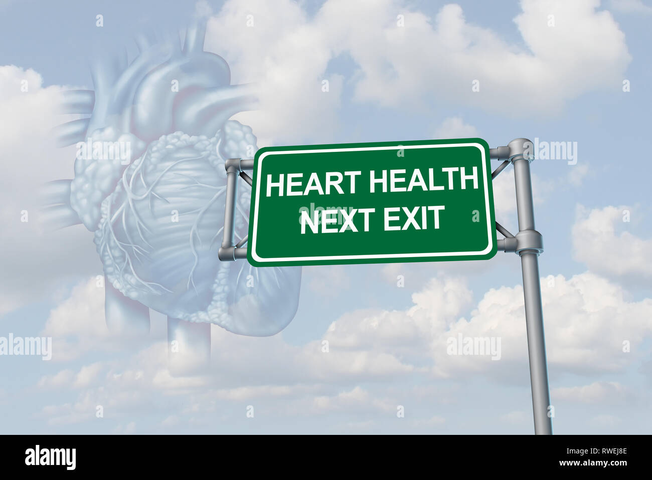 Menschliche Herz Gesundheit und Körper Anatomie wie ein gesundes Herz-Kreislauf-System oder koronaren medizinische Versorgung mit 3D-Illustration Elemente. Stockfoto