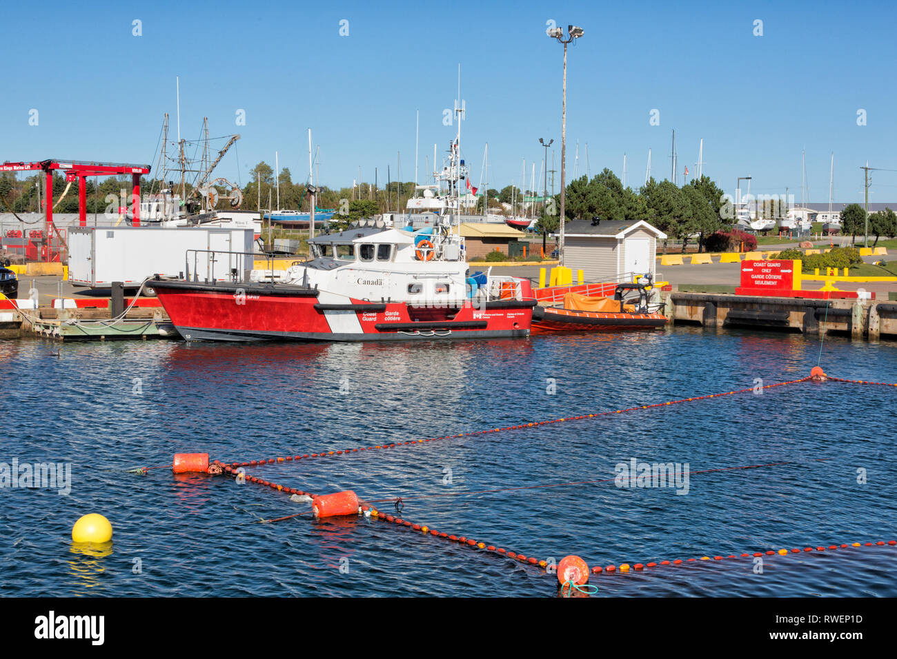 Netze für Sikverside Fisch und Küstenwache Schiff, Souris, Prince Edward Island, Kanada Stockfoto