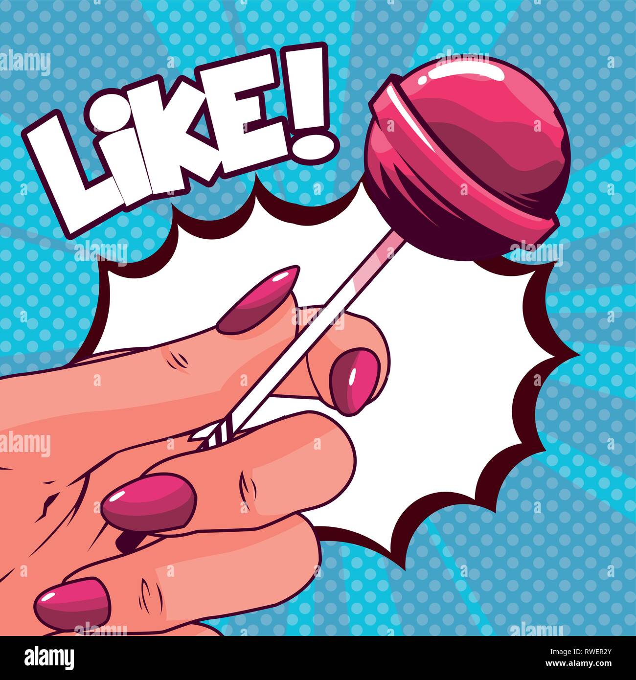 Sweet lollipop Pop Art Stil Vector Illustration Design Stock Vektor