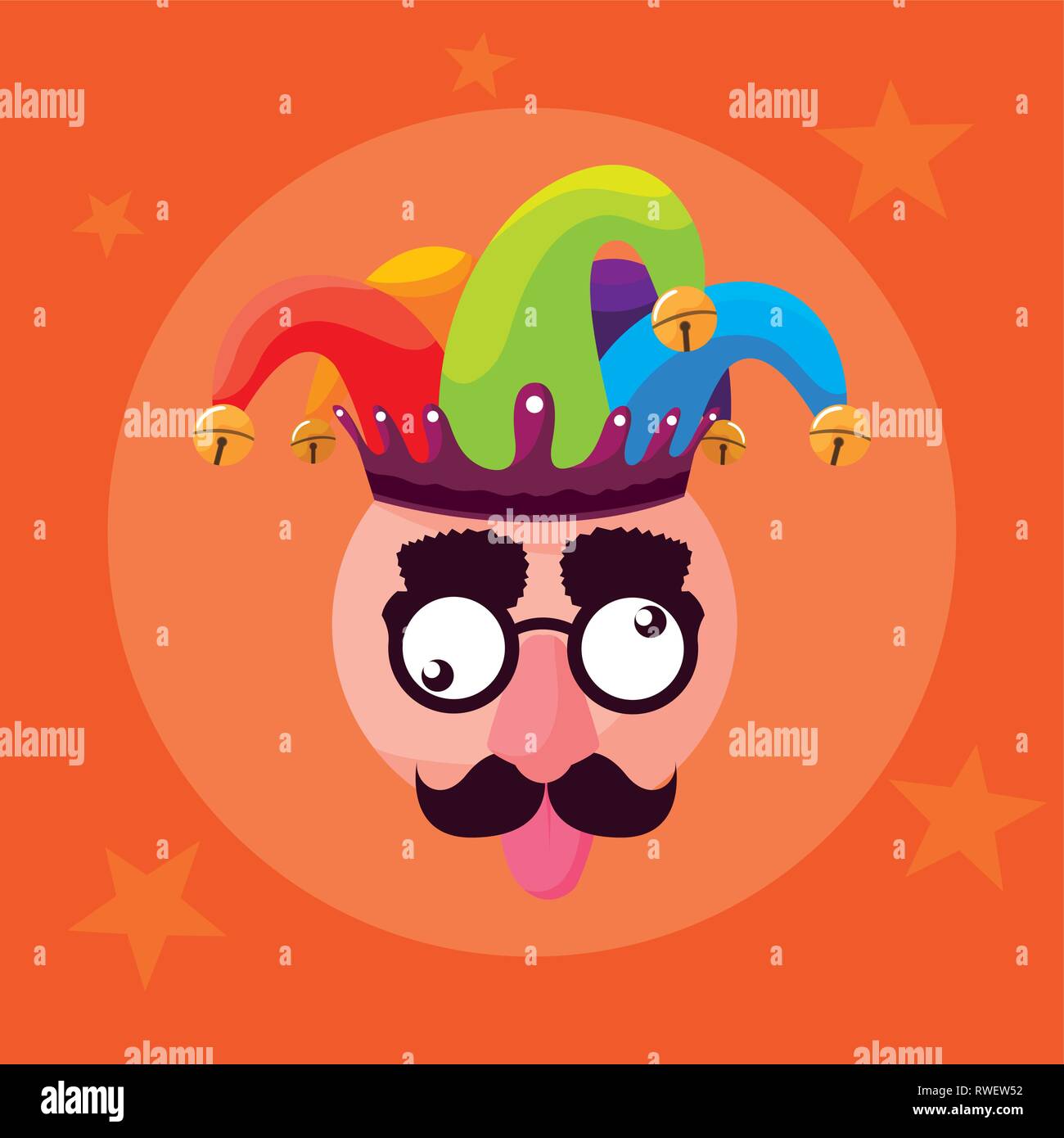 April Fools Day mit verrückten Gesicht und Joker hat Vector Illustration Design Stock Vektor