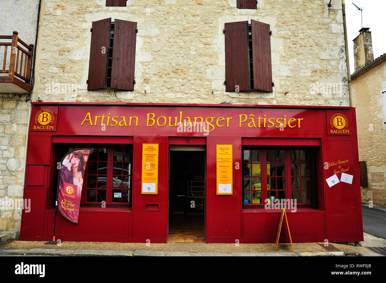 handwerkliche Bäckerei, Villeneuve-Sur-Lot, Lot-et-Garonne Department, Aquitaine, Frankreich Stockfoto