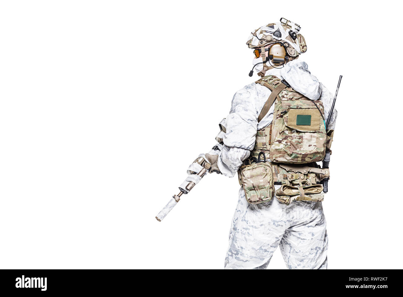 Special forces Betreiber der Navy Seals bewaffnet mit Sturmgewehr. Stockfoto