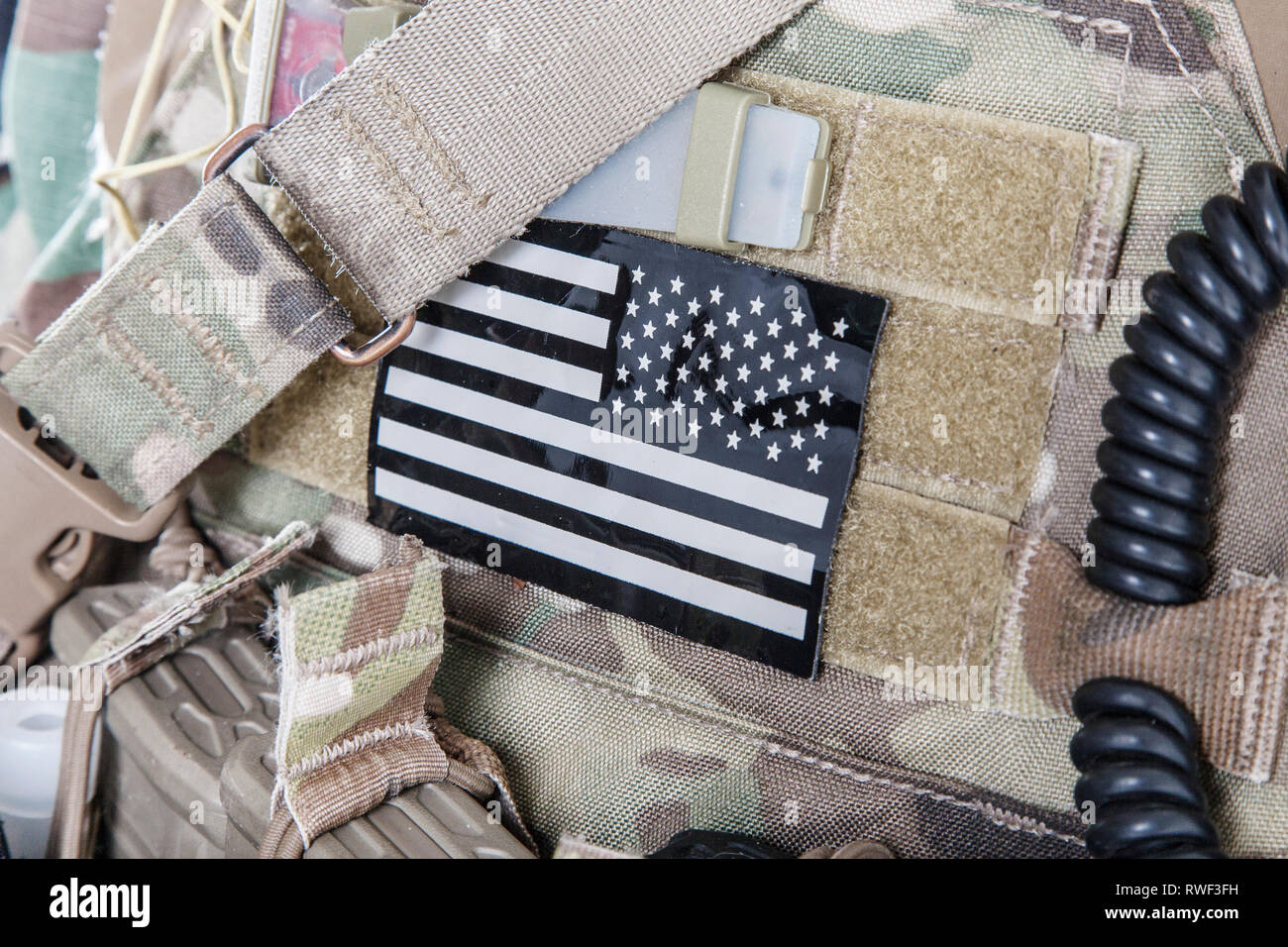 American Flag military Patch camouflage Uniform der US-Streitkräfte. Stockfoto