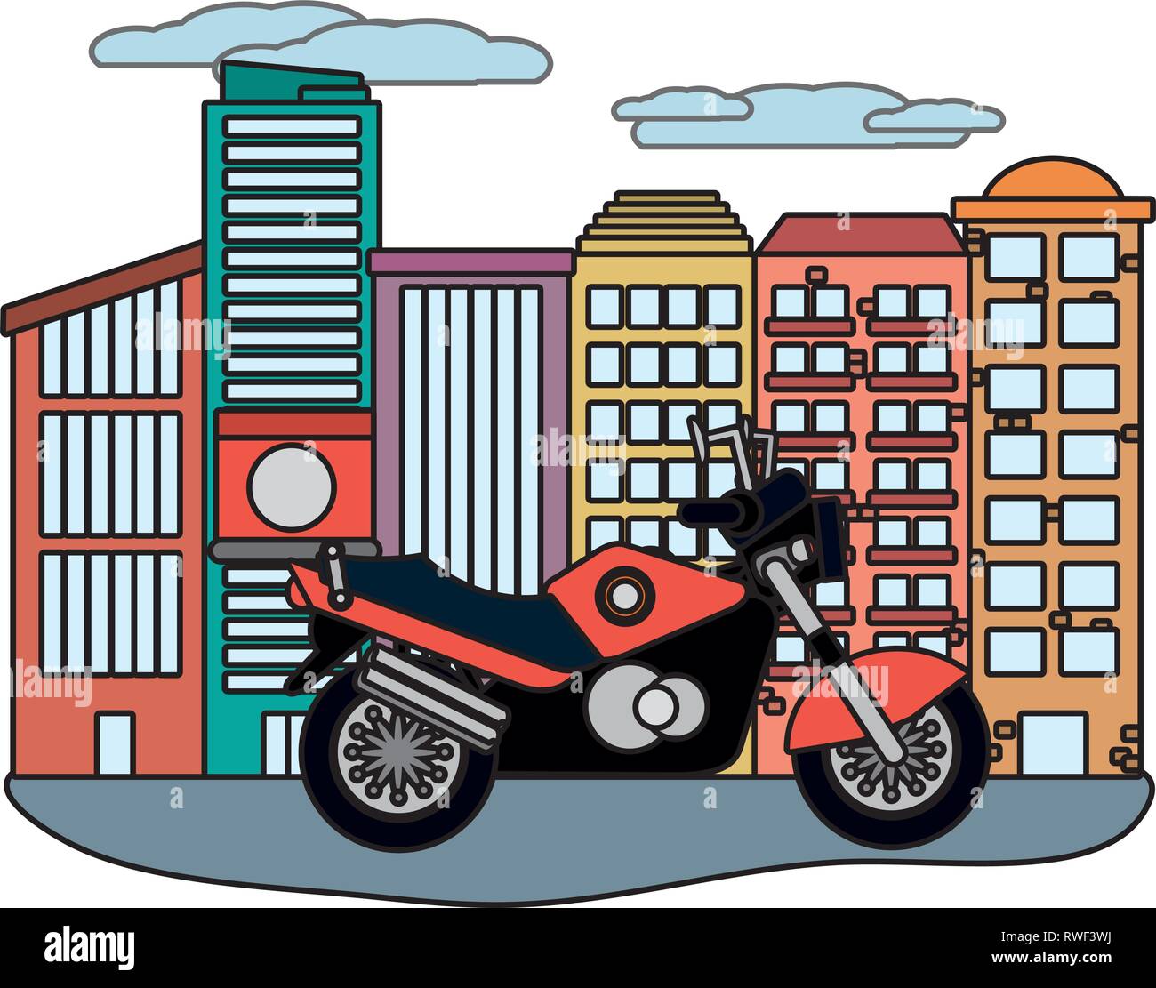 Urban Motorrad Cartoon Stock Vektor