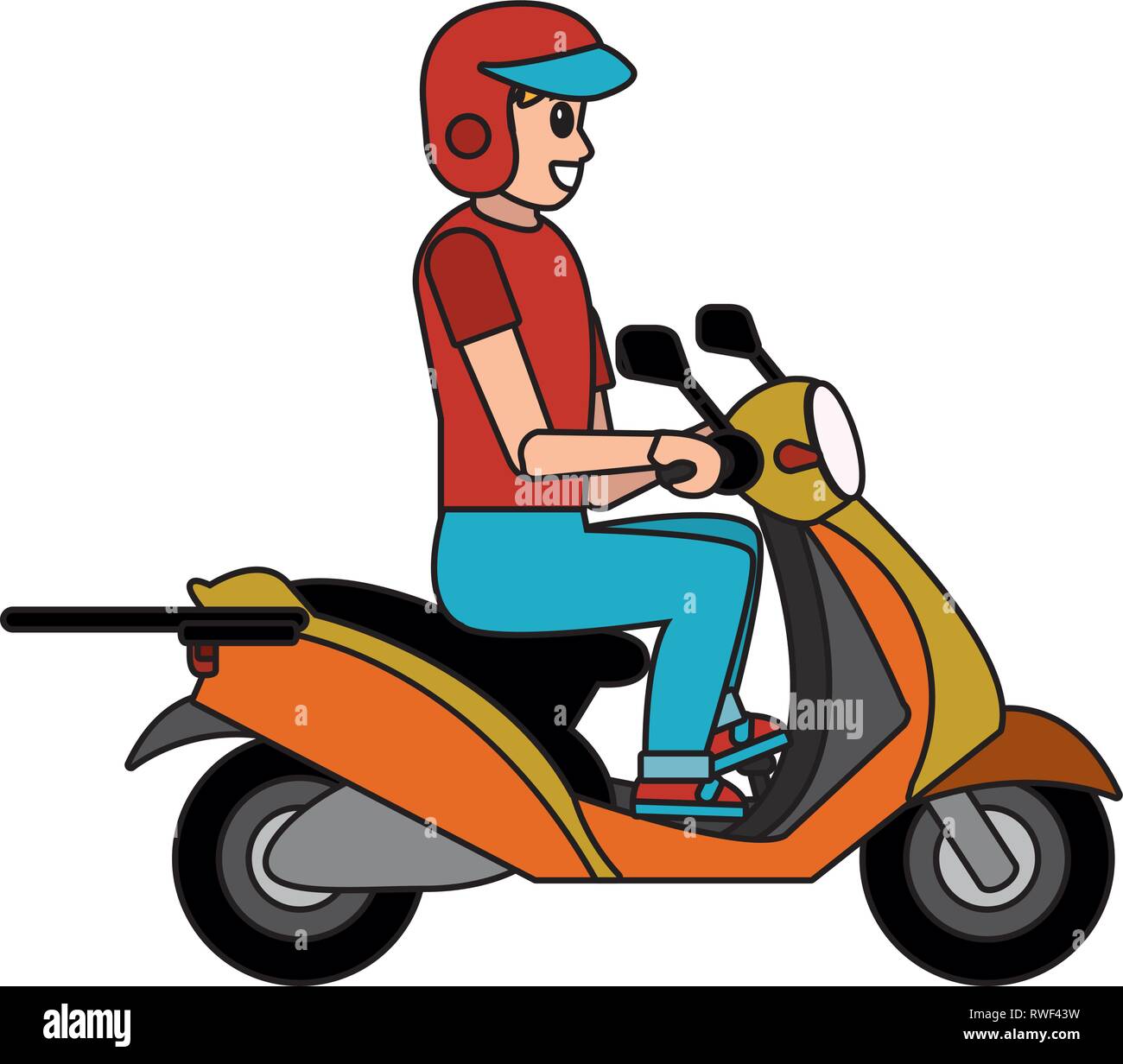 Mann fahren Motorrad Cartoon Stock Vektor