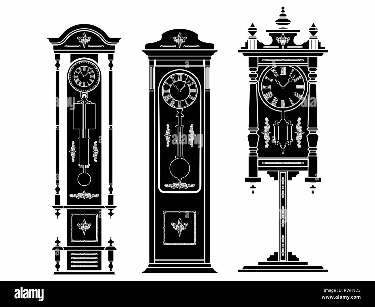 Stock clock gefärbt. Schwarz füllen. Stock Vektor