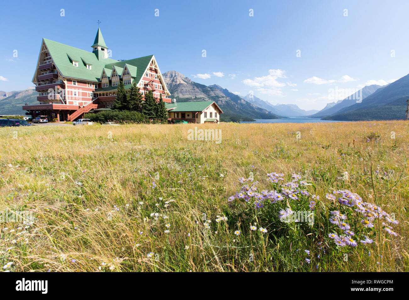 Das historische Hotel in Waterton Lake, Alberta, Kanada Stockfoto