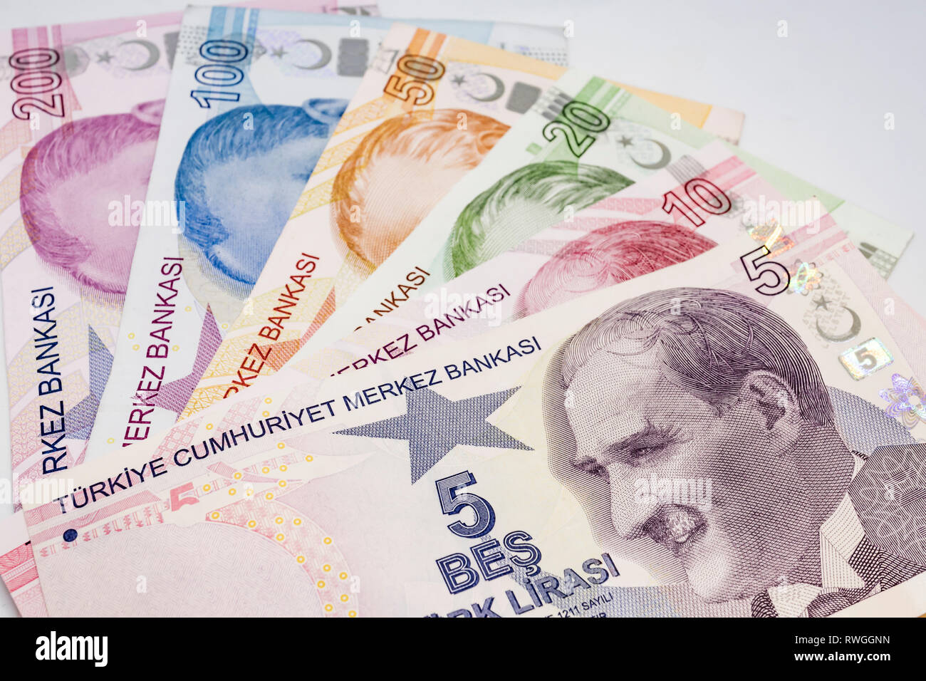 Nahaufnahme Turkische Lira Banknoten Und Munzen In Circulaton