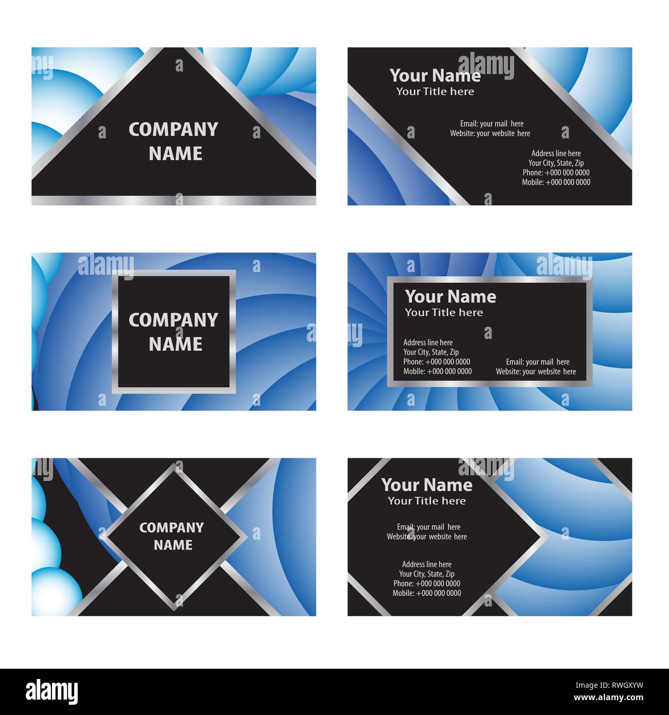 Satz von Visitenkarten mit abstrakten Muster. Stock Vektor