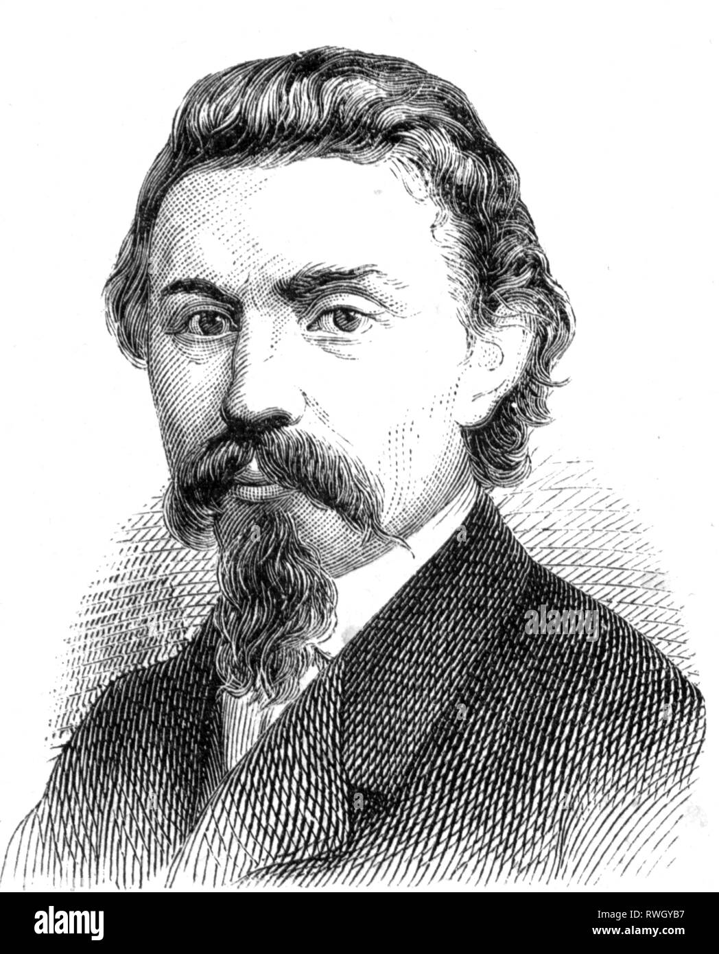 Bebel, August, 22.2.1840 - 13.8.1913, deutscher Politiker und Publizist, Mitglied der norddeutschen Reichstag 1867-1871, Porträt, Holzstich, ca. 1868,- Additional-Rights Clearance-Info - Not-Available Stockfoto