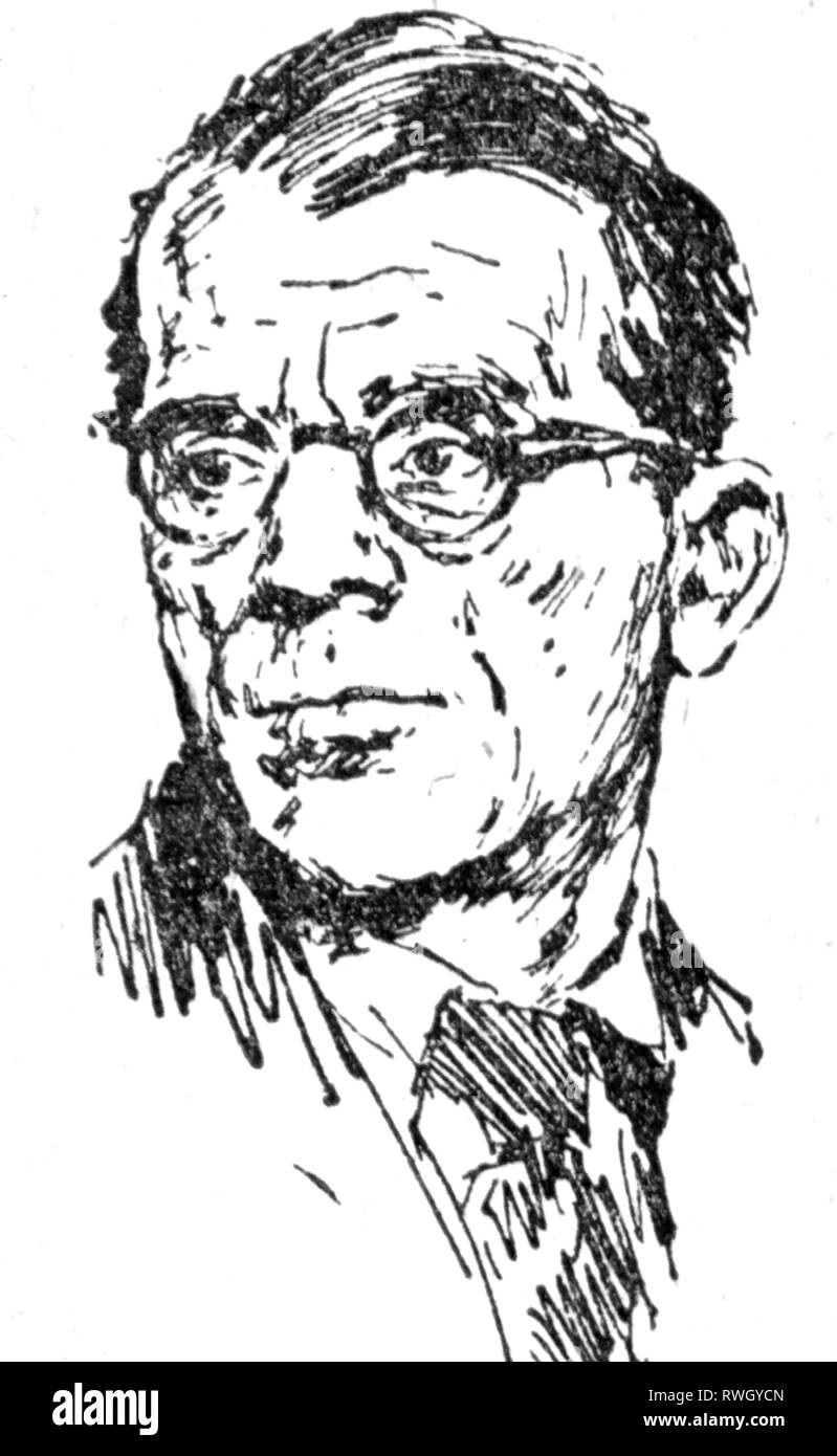 Weisenborn, Guenter, 10.7.1902 - 26.3.1969, deutscher Autor/Autorin und Mitglied des Widerstandes, Portrait, Zeichnung, 50er Jahre, Additional-Rights - Clearance-Info - Not-Available Stockfoto