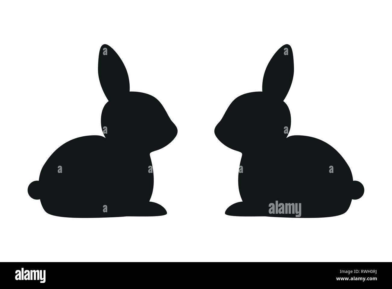 Zwei Hasen Silhouette auf weißem Hintergrund Vektor-illustration EPS 10 isoliert Stock Vektor