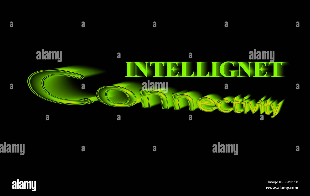 Die intelligente Vernetzung Formulierung mit schöner Farbe und schwarzer Hintergrund Stockfoto