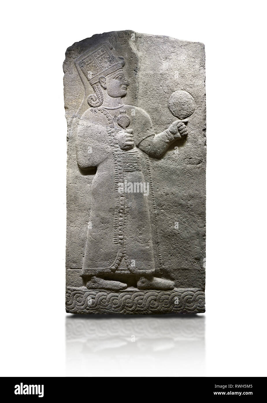 Hethiter relief modellierten orthostat stone Panel der Langen Wand Basalt, Karkamıs, (Kargamıs), Karkemisch (Karkemish), 900-700 V.CHR. Anatolische Zivilisationen Stockfoto