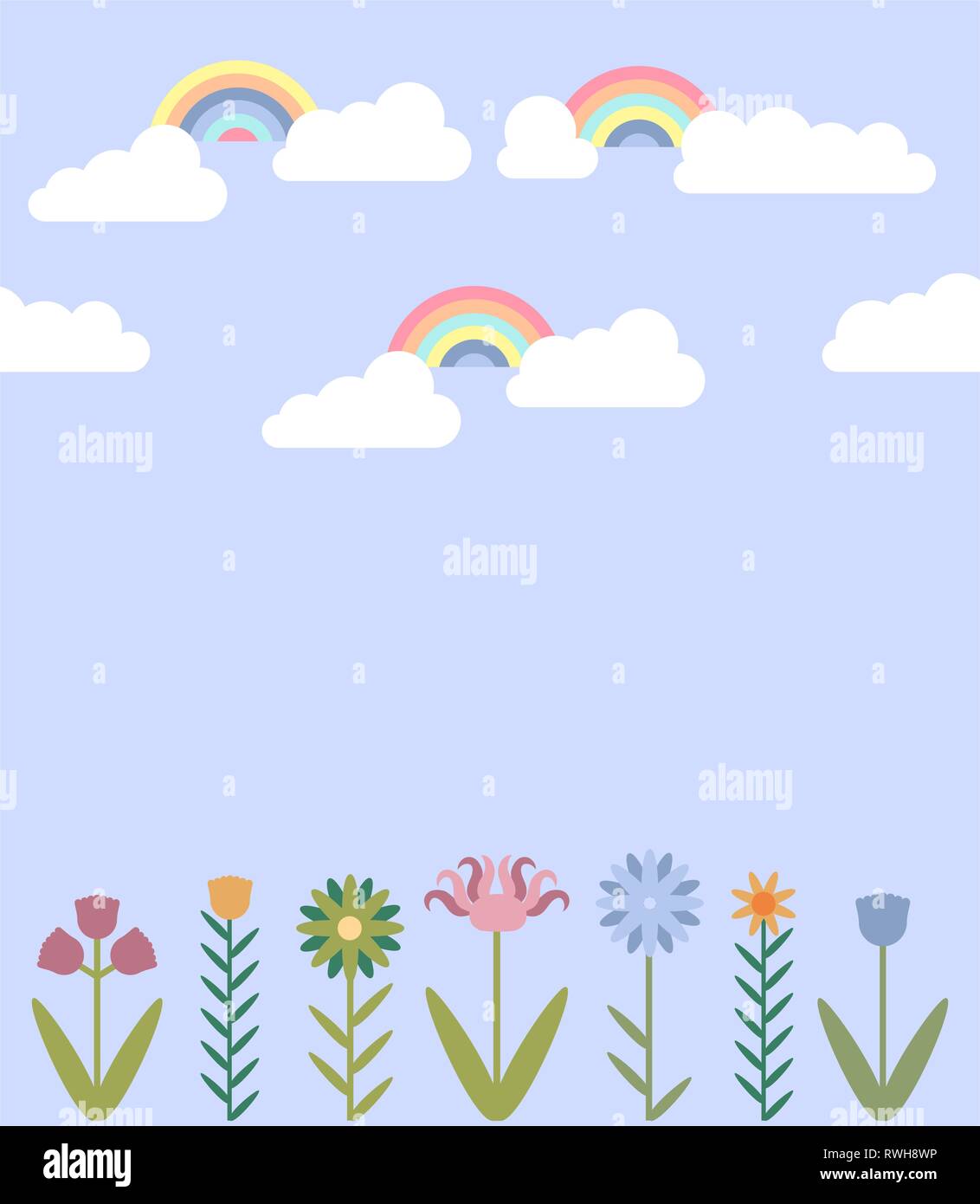 Süße Hand gezeichnet Vektor Banner mit Blumen und im flachen Stil. Kleine lustige stilisierten Blumen für Ihre Konstruktion. Stock Vektor