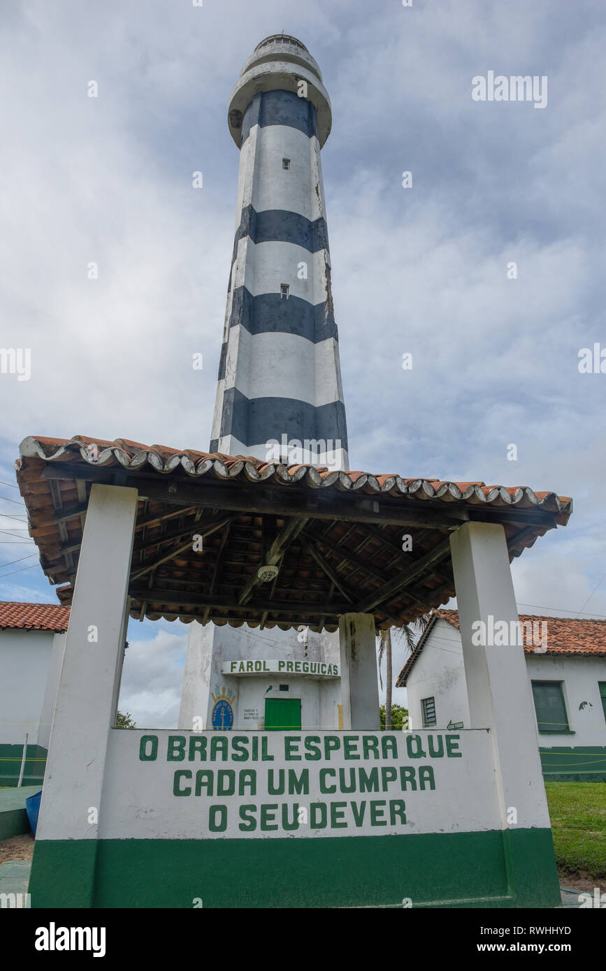 Den Leuchtturm von Preguicas zu Atins auf Brasil Stockfoto