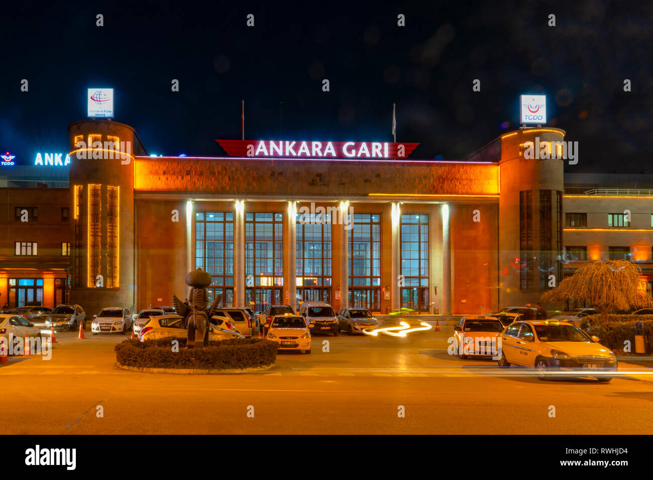 Ankara/Turkey-February 22 2019: Alte Ankara Bahnhof Gebäude Stockfoto