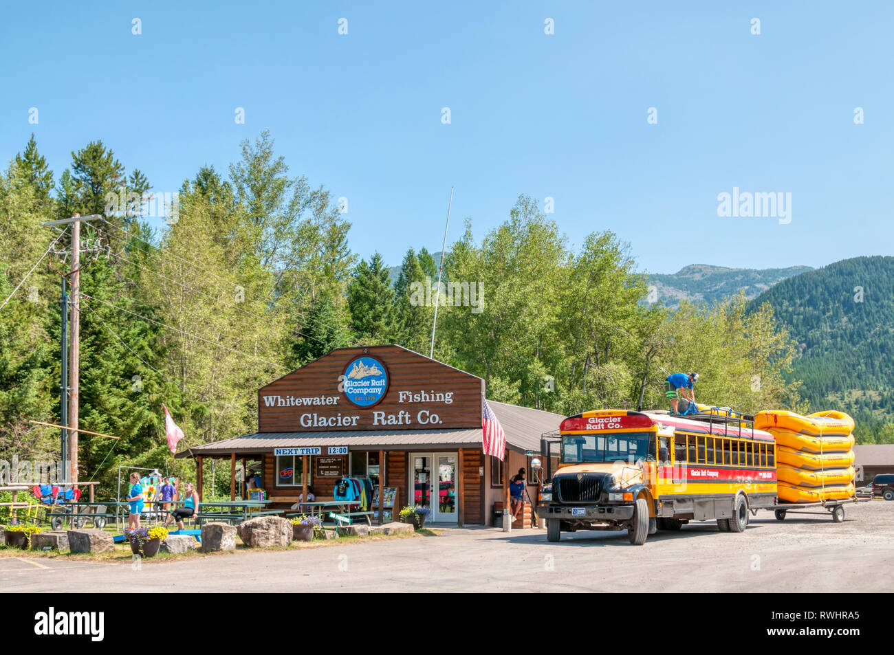 Der Gletscher floss Co in West Glacier, Glacier National Park, Montana. Stockfoto