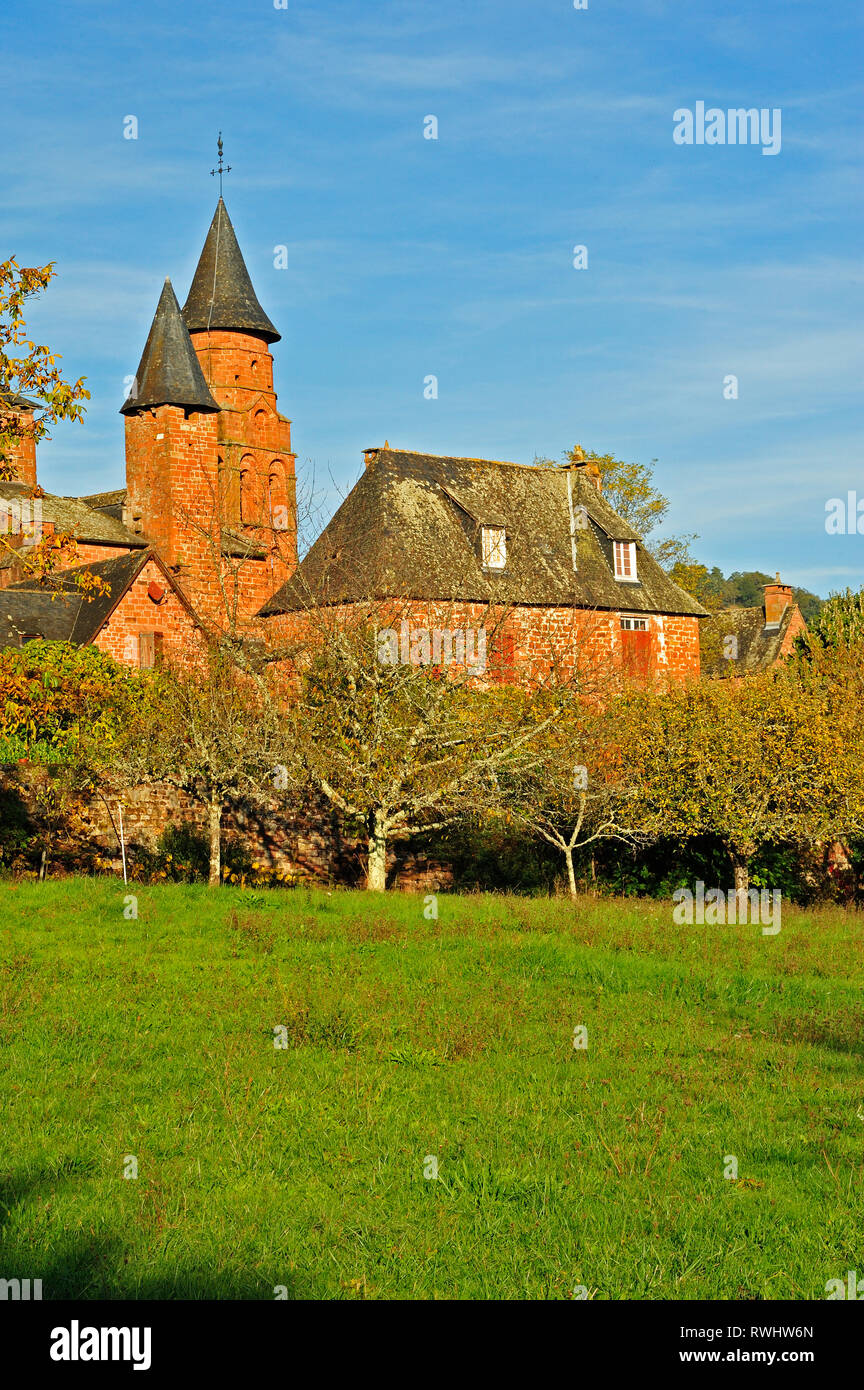 Eglise Saint-Pierre, Collonges-la-Rouge, Correze, Limosin, Frankreich Stockfoto