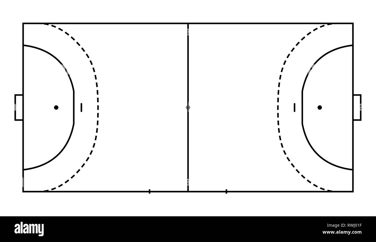 Handball Feld, cort Eps 10 Feld Draufsicht Vector Illustration, Line Art Stil. Stock Vektor