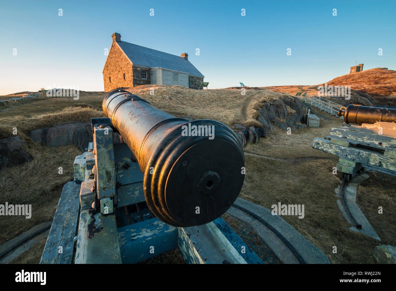 Sonnenuntergang an der Queen's Batterie, Signal Hill, St. John's, Neufundland und Labrador Stockfoto