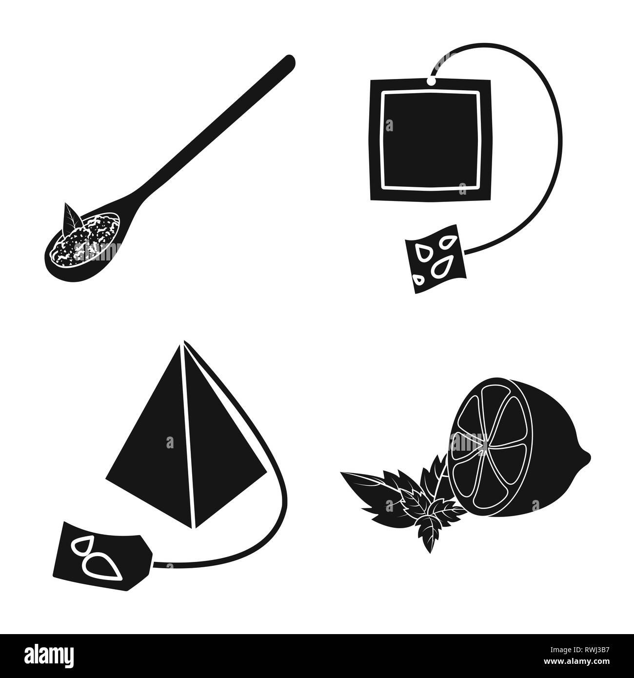 Löffel, Tee, Pyramide, Zitrone, Tasche, Zitrus-, geschmack-, Kräuter-, Beutel, Blatt, Label, Cover, Trinken, frisch, Minze, Verpackung, heiß, Landwirtschaft, Textur, Natur, glücklich, krümelig, Aroma, Indien, dreieckig, Medizin, Gradient, Essen, natur, grün, schwarz, Produkt, Bio, gesund, floral, Set, Vector, Icon, Illustration, isoliert, Sammlung, Design, Element, Grafik, Zeichen, einfachen Vektor Vektoren, Stock Vektor