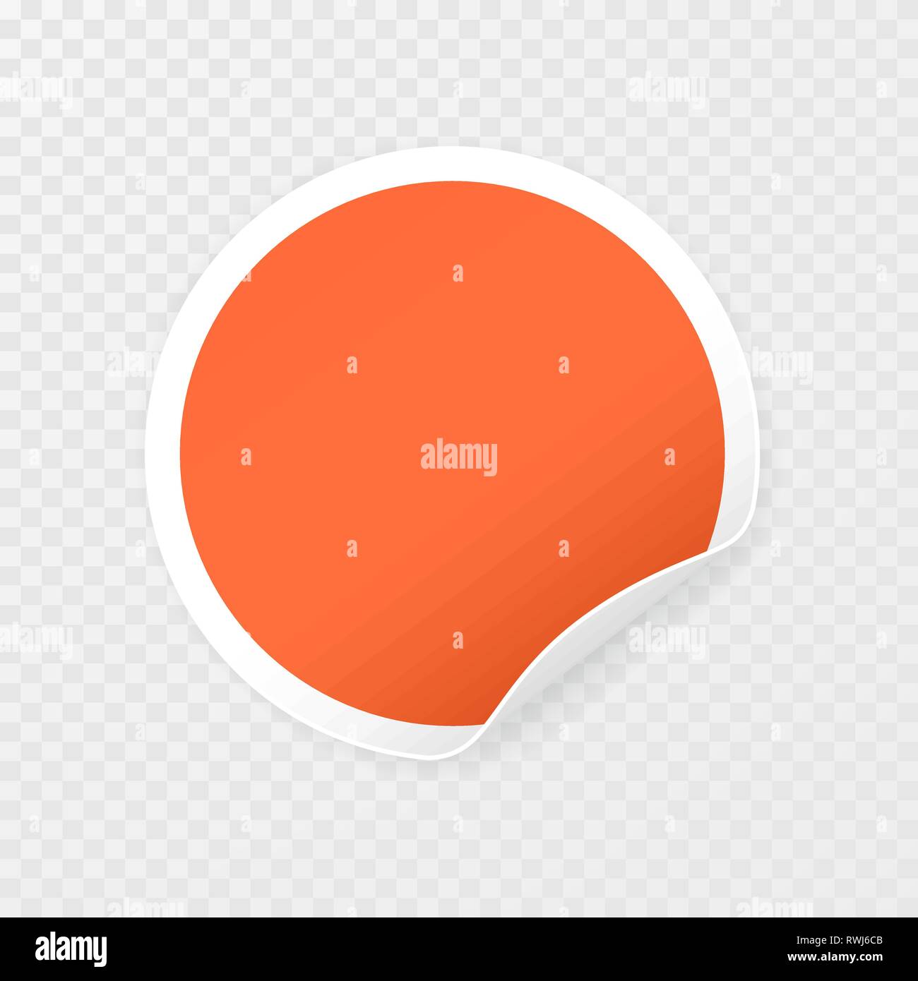 Leere runde Aufkleber mit gebogenen Ecken auf transparentem Hintergrund, realistisch mockup. Vector Illustration. Stock Vektor