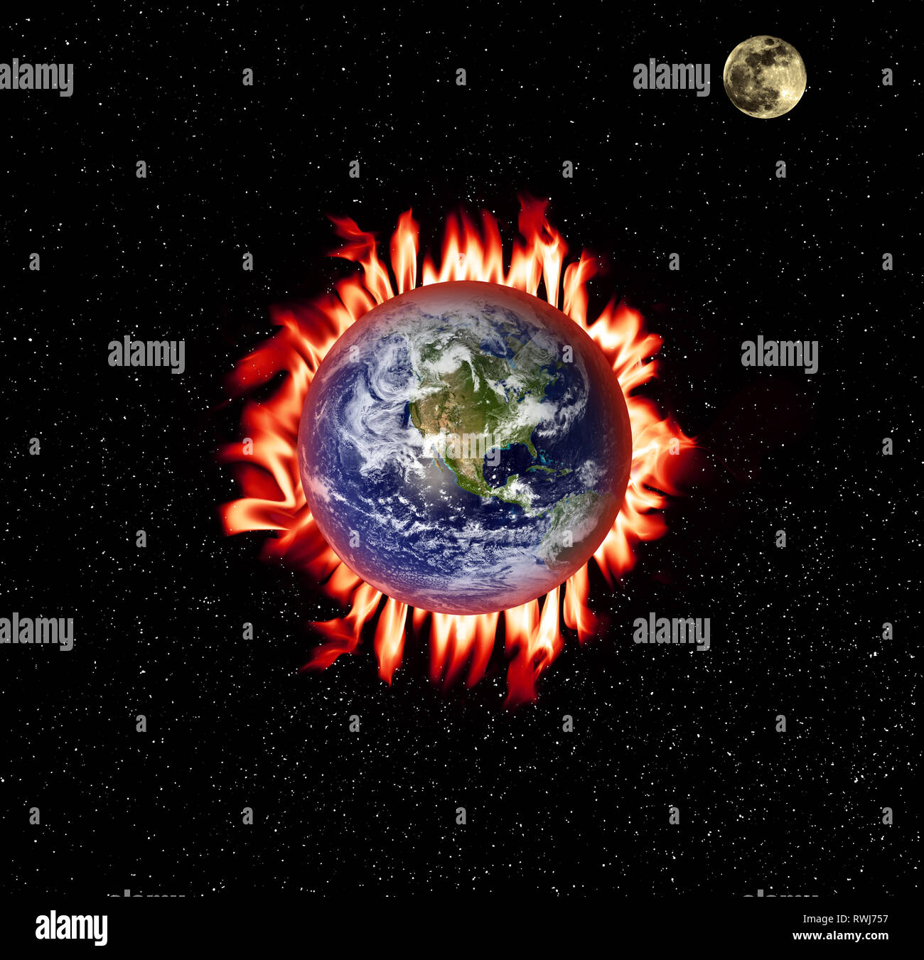 Die Erde in Brand. Stockfoto