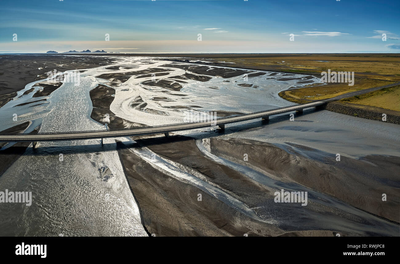 Markarfljot markarfljotsbru Brücke, Fluss, Island Stockfoto
