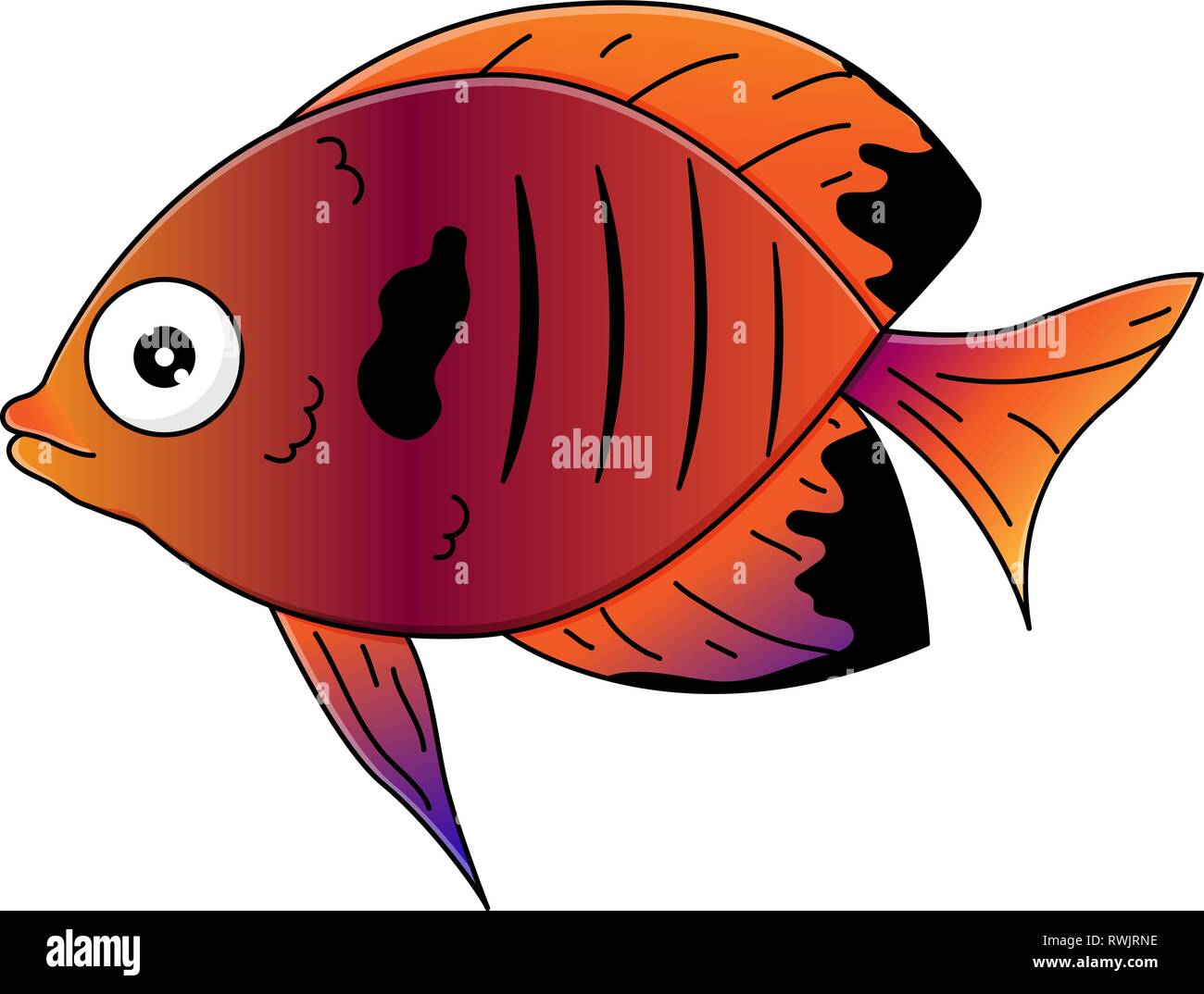 Cute multicolor Meer - Fisch im Comic-stil. Vector Illustration. Stock Vektor