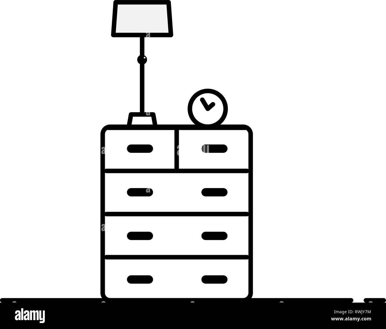 Vektor cartoon Schrank mit Lampe ausgestattet. Flache Darstellung. Stock Vektor