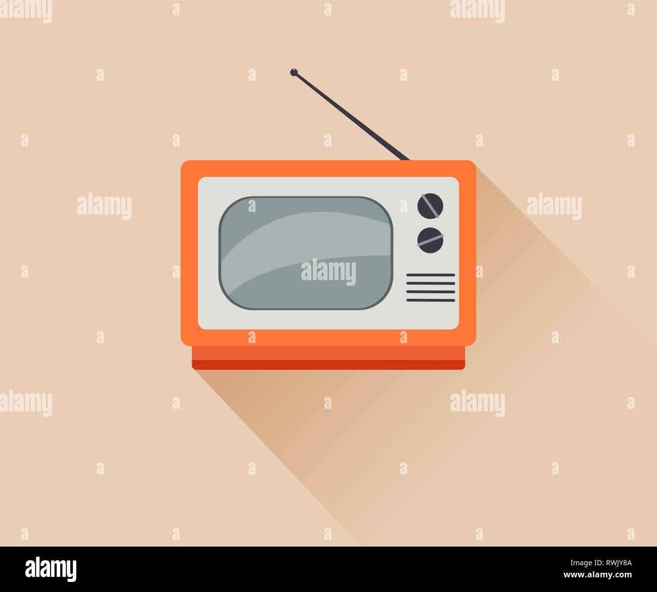 Retro TV-Symbol. Flache Darstellung. Stock Vektor