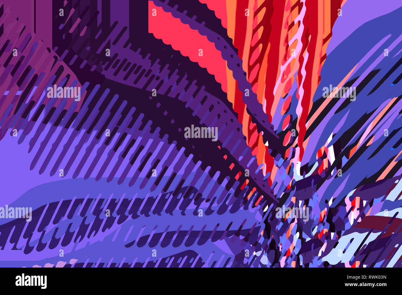 Abstrakte moderne Hintergrund. Kreative bunte Formen und Formen. Geometrische Muster. Rot, Blau und Violett hell Grafik Textur. Stockfoto