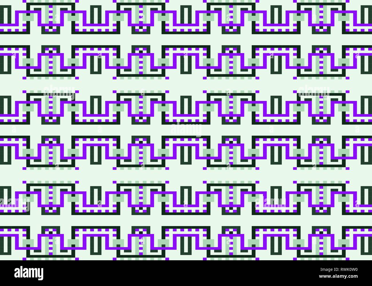 Die nahtlose Vektor geometrische Muster mit farbigen Linien und Quadraten. Stock Vektor